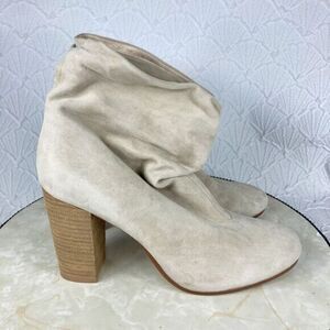 Chinese Laundry Slouchy Ankle Block Heels Booties 10 Beige Boho Western Bootie